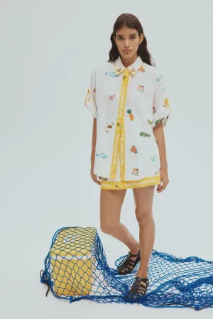 Blue Marlin Embroidered Shirt
