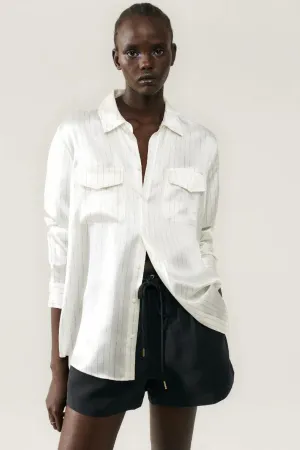 Boyfriend Shirt White Pinstripe
