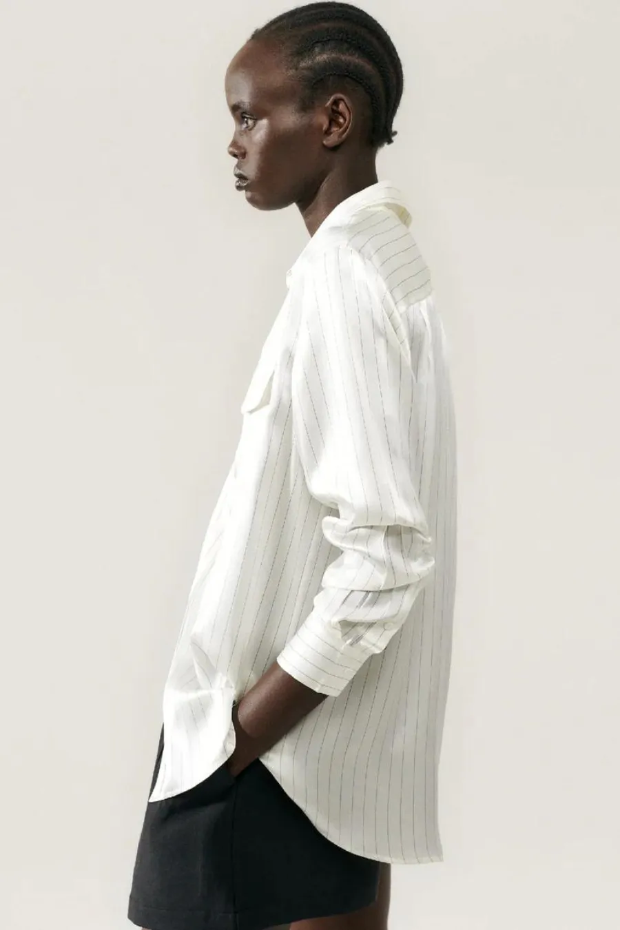 Boyfriend Shirt White Pinstripe