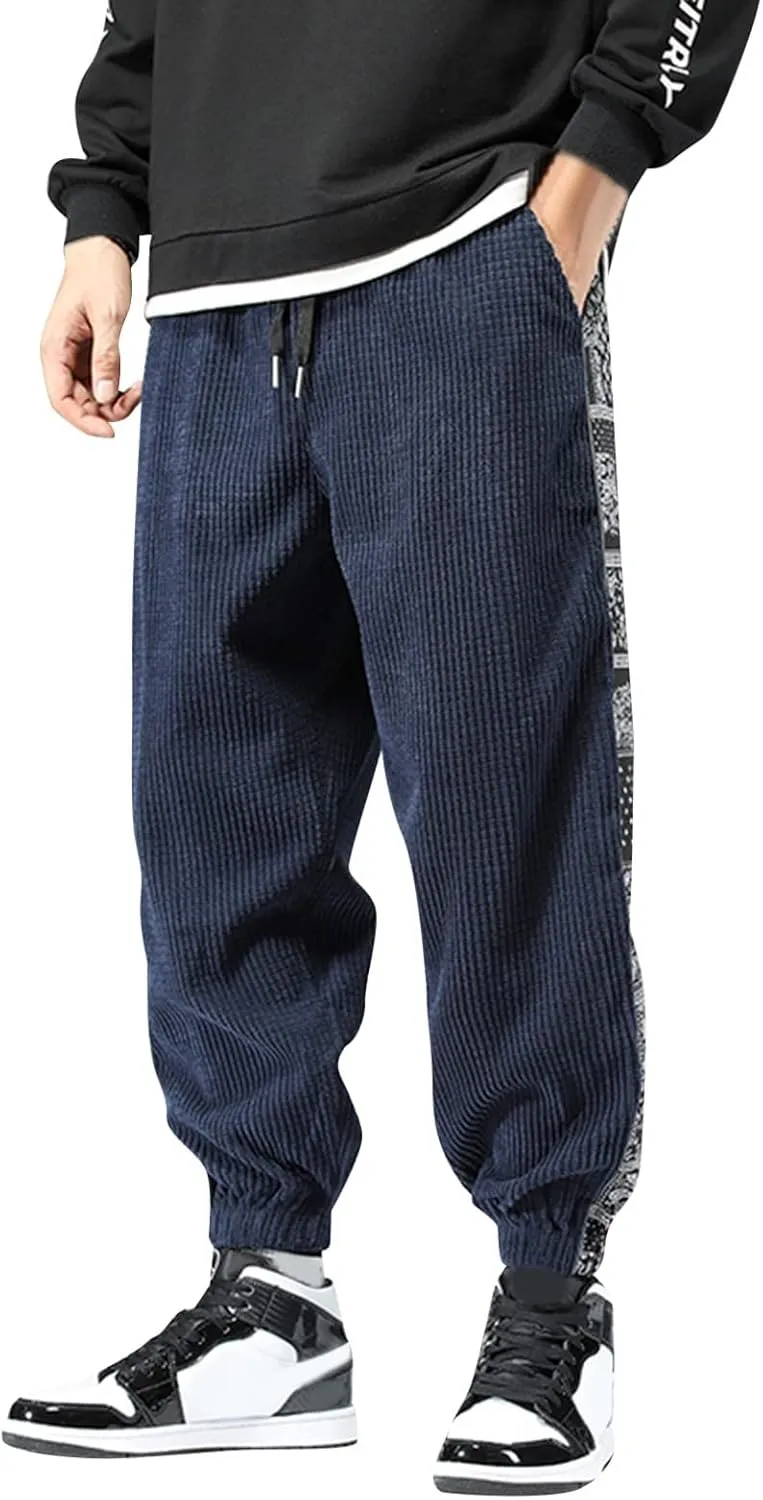 Cargo Pants for Men Relaxed Fit Cargo Sweatpants Heavyweight Fleece Jogger Pants Drawstring Sports Workout Trousers