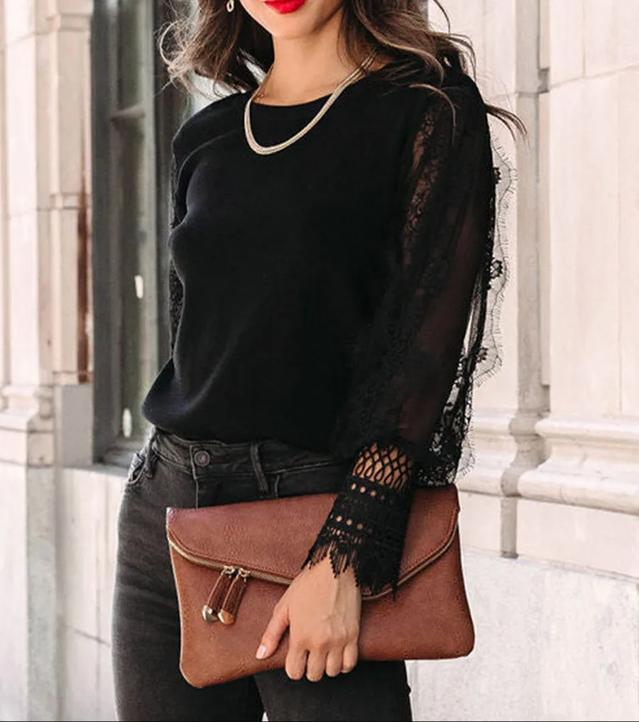 Fashion Mesh Pullover Long Sleeve Shirt