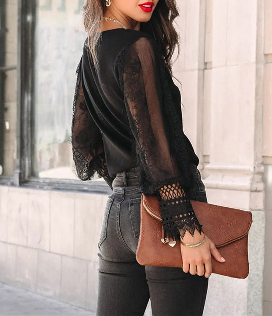 Fashion Mesh Pullover Long Sleeve Shirt