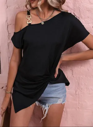 Fashion Off Shoulder Irregular Shirt