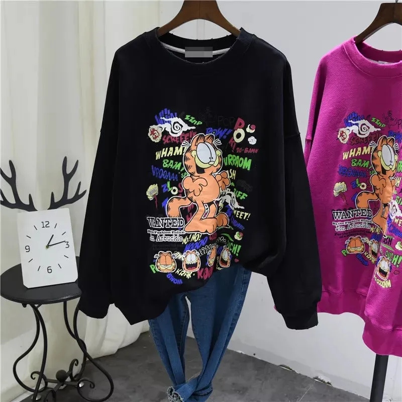 Garfield Graphic Print Oversized Sweatshirt