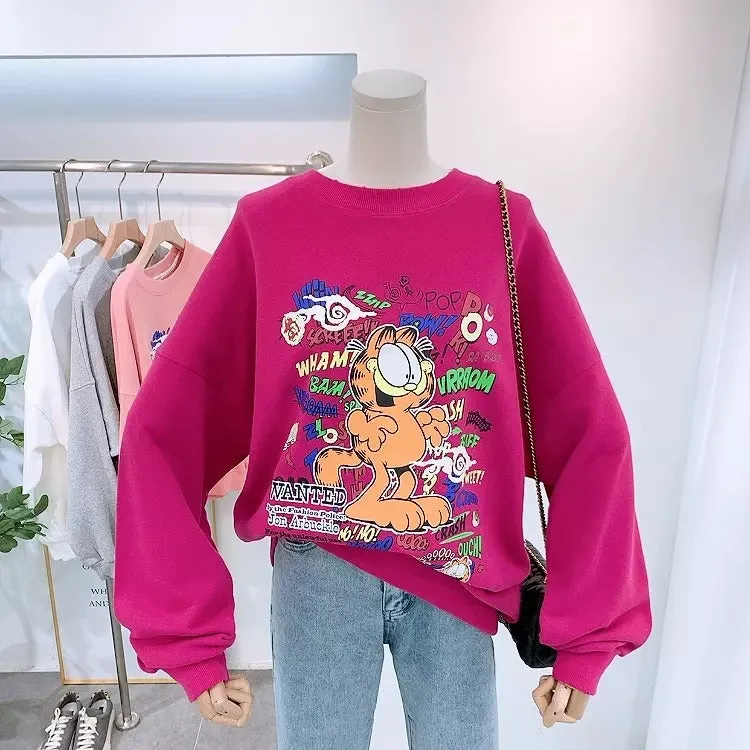 Garfield Graphic Print Oversized Sweatshirt