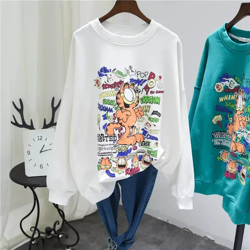Garfield Graphic Print Oversized Sweatshirt