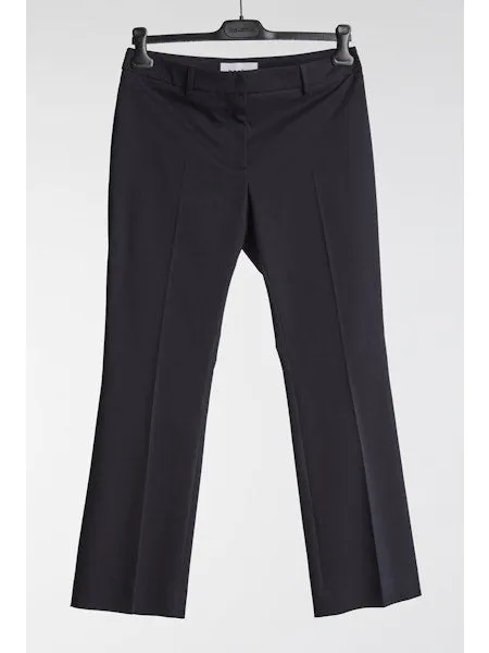 Hache Kick Flare Cotton Trousers in Navy