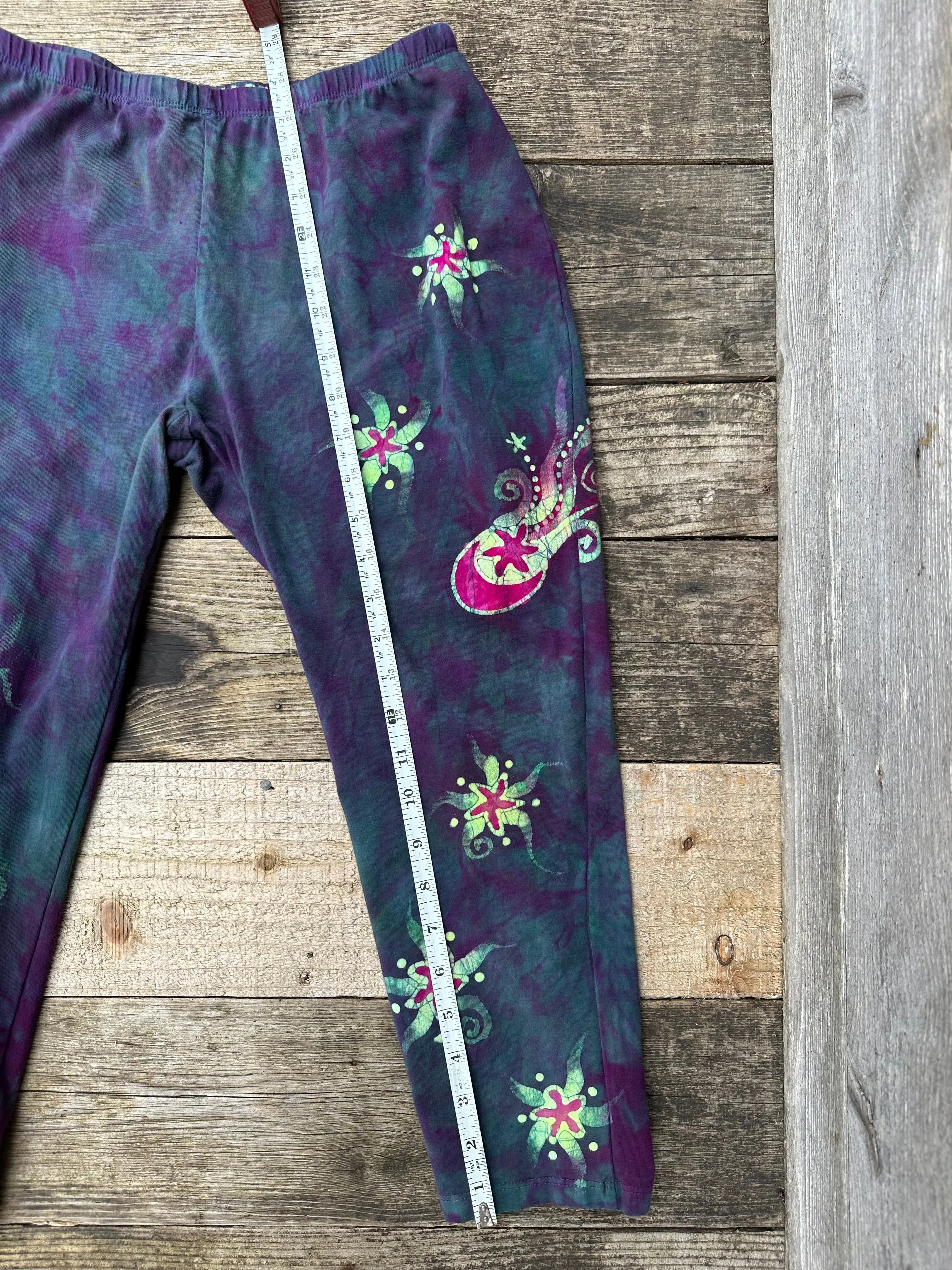 Teal Sunset Moon Sun Stars CAPRI Leggings - Size LARGE