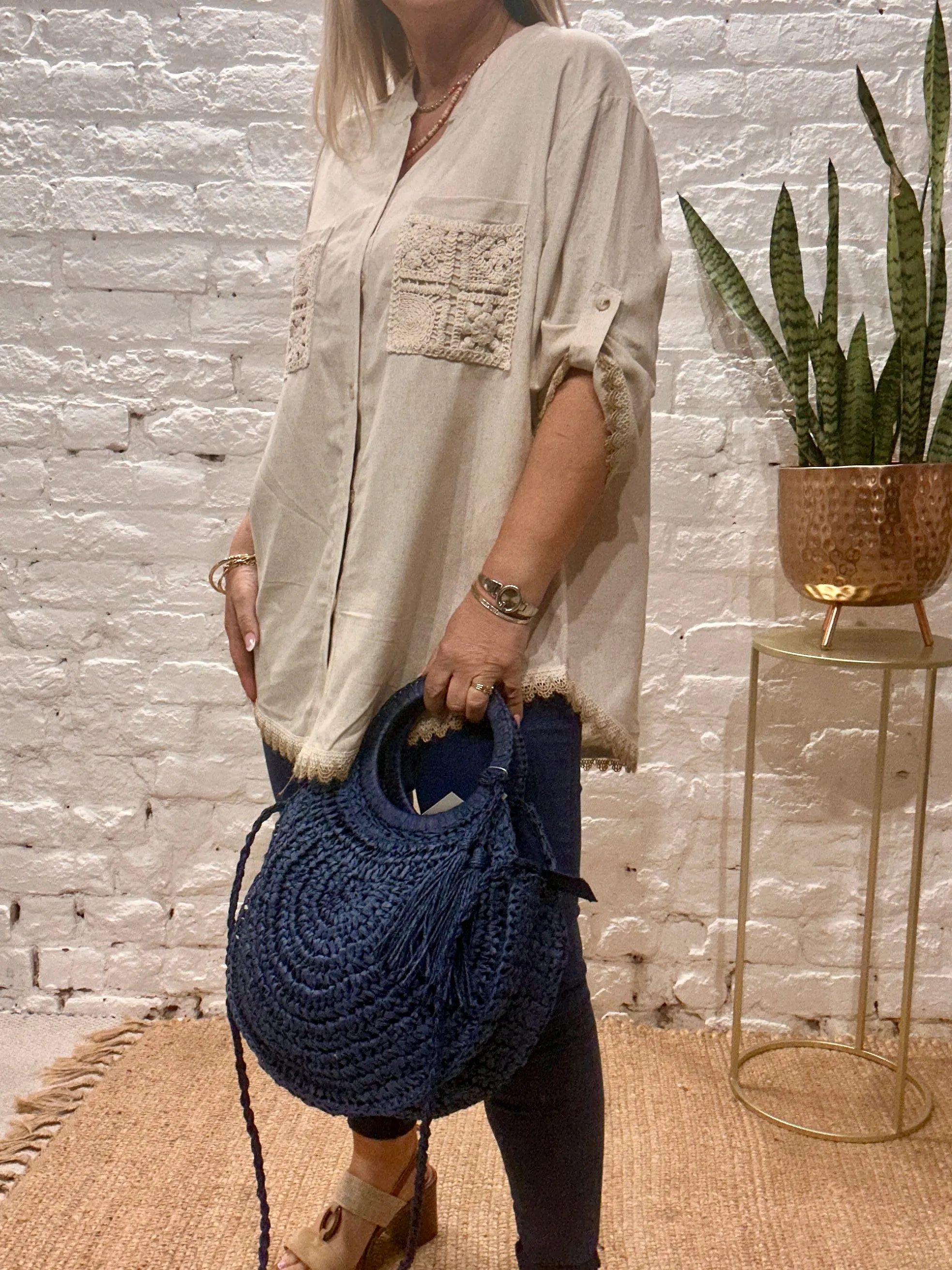 The Au Natural Fringe Button Through Grandad Collar Shirt NO 6