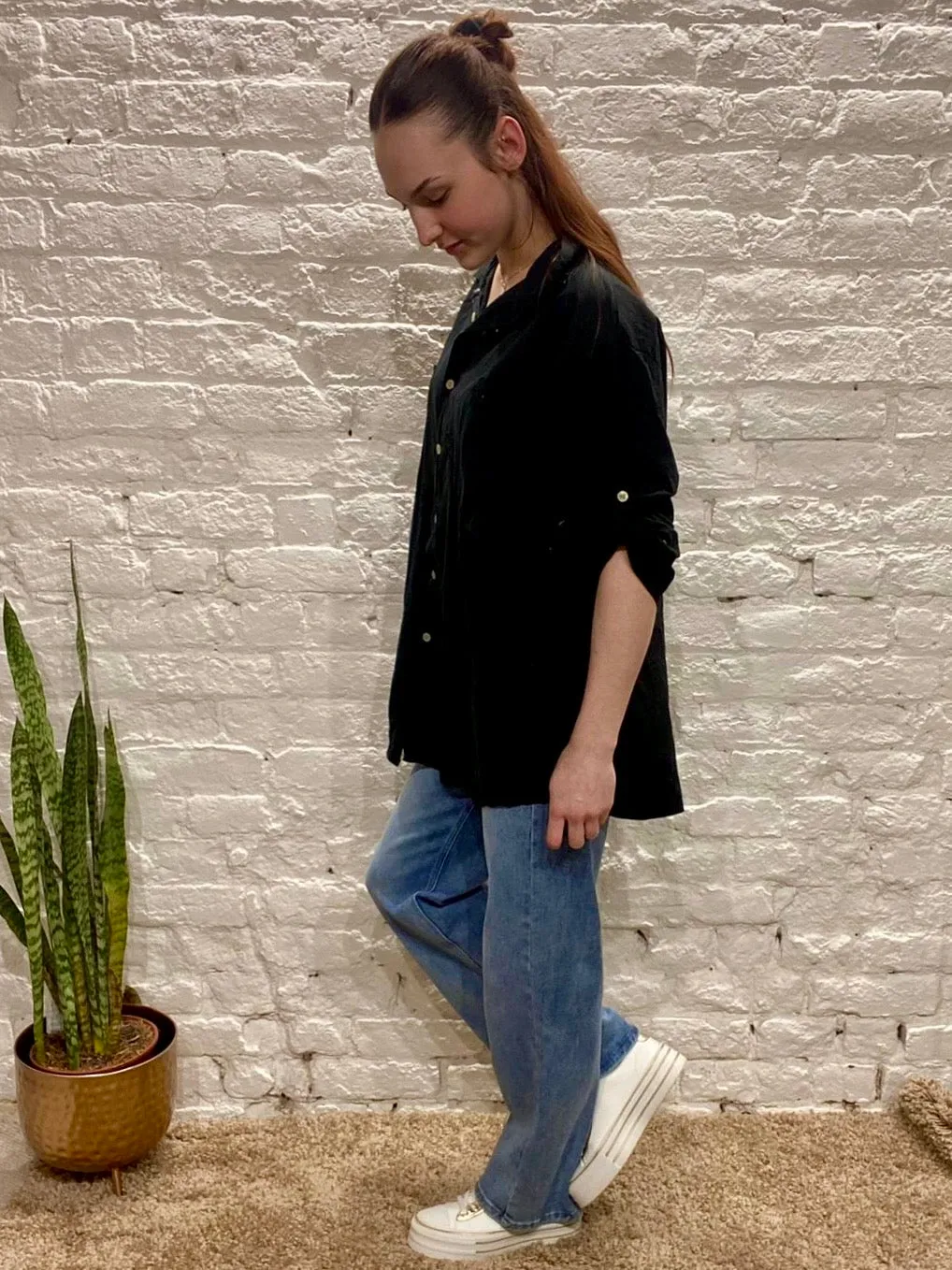 The Daisy Embroidered Button Through Long Sleeve Shirt size