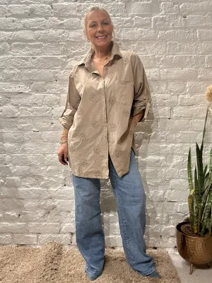 The Daisy Embroidered Button Through Long Sleeve Shirt size