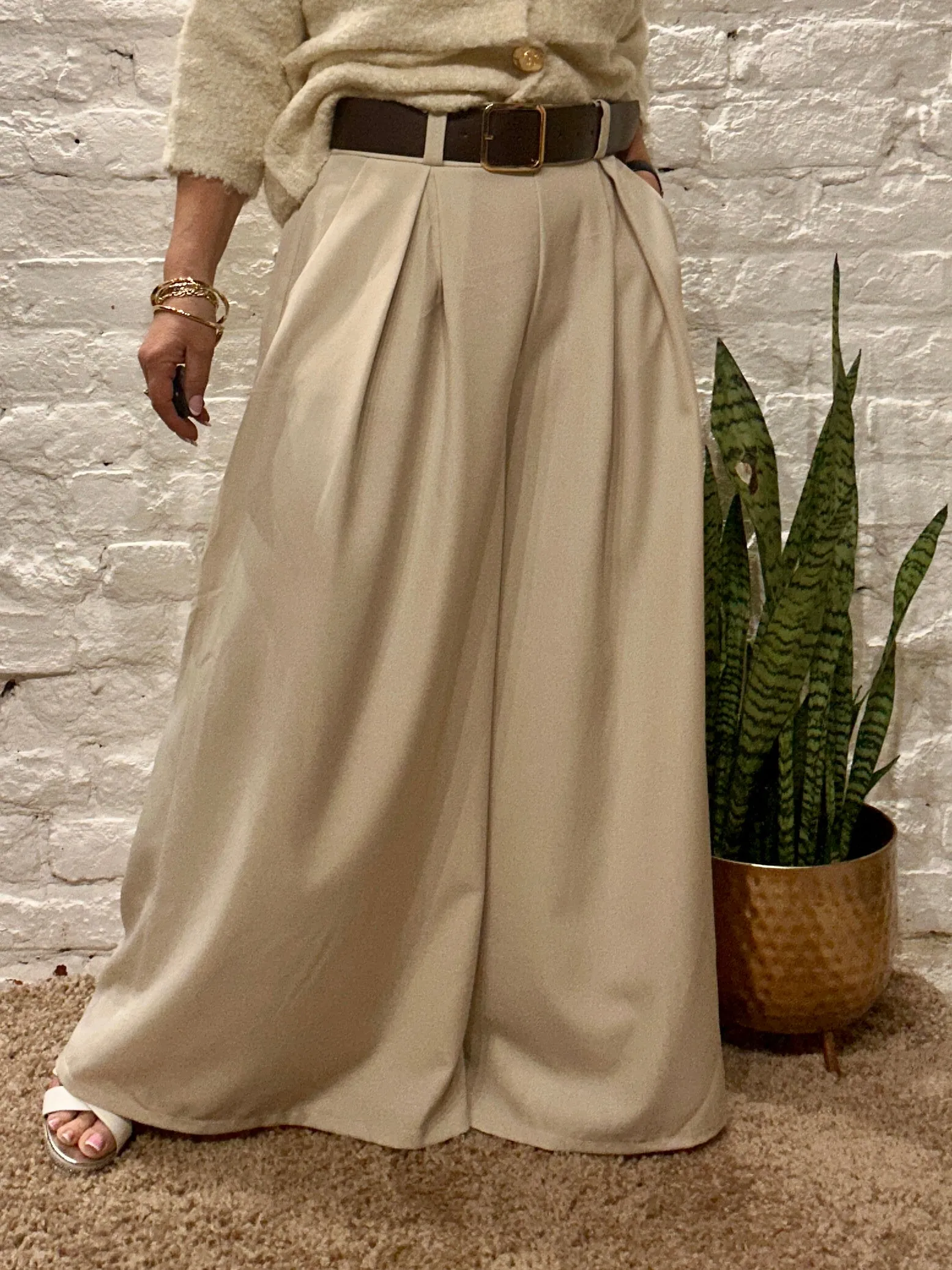 The Tammy Super Wide Leg Palazzo Culottes Trousers With Belt