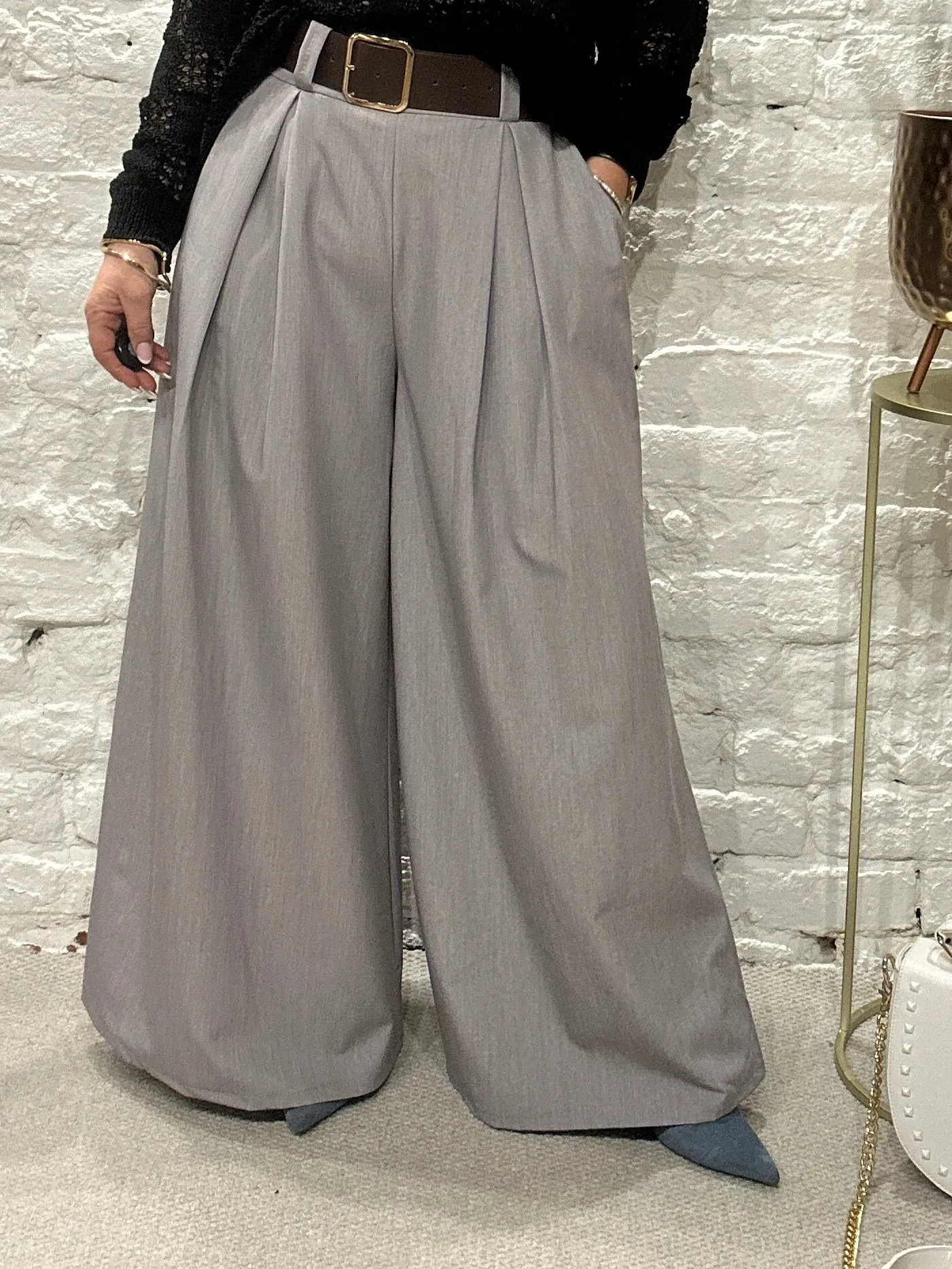 The Tammy Super Wide Leg Palazzo Culottes Trousers With Belt