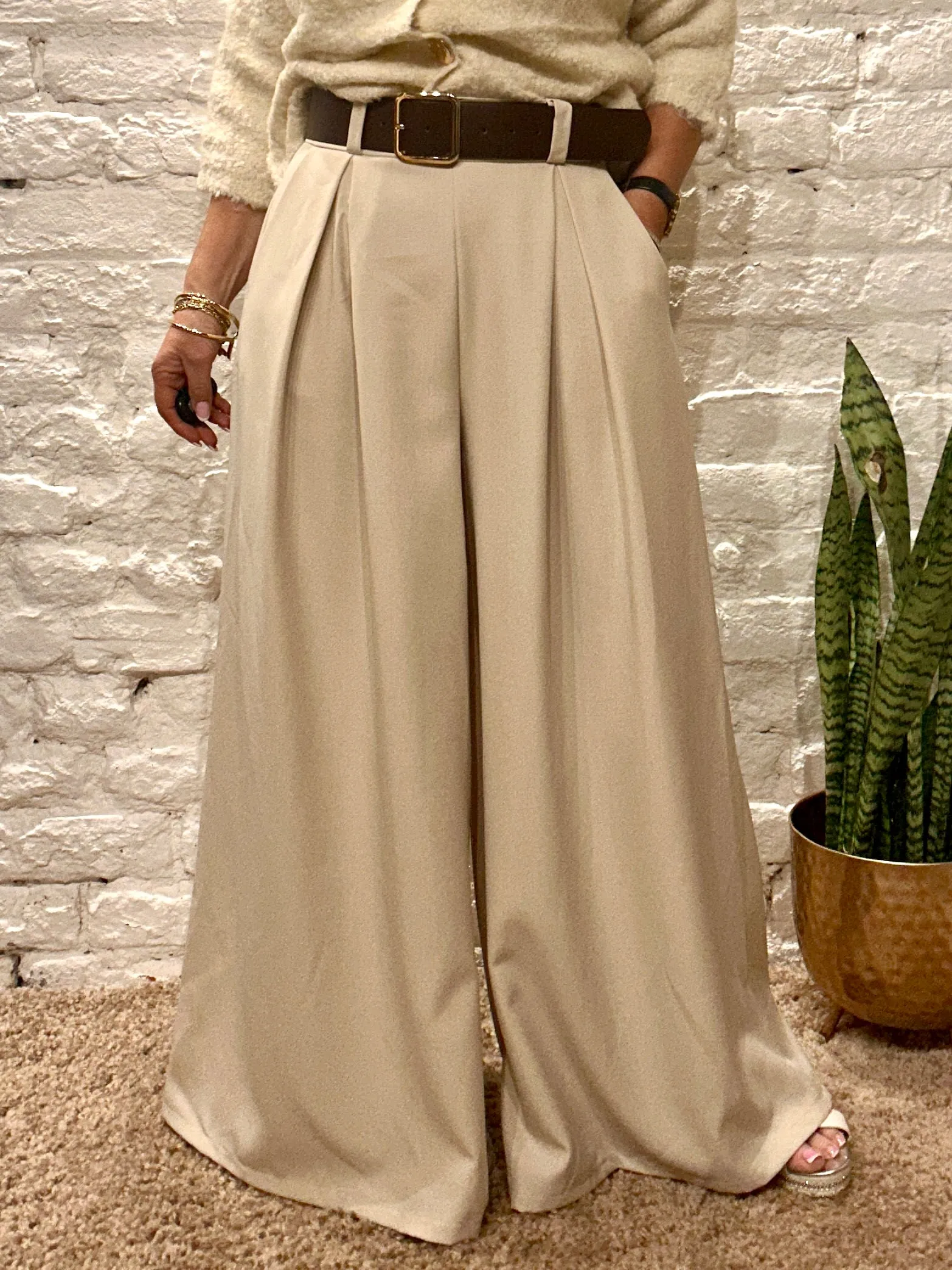 The Tammy Super Wide Leg Palazzo Culottes Trousers With Belt