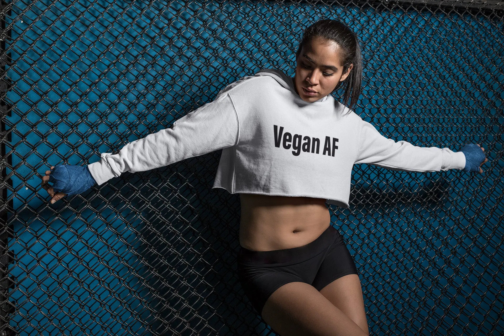 Vegan AF Fleece Crop Pullover Hoodie