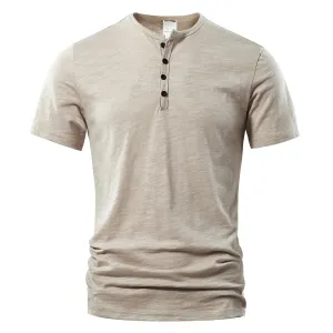 West Louis Designer Men Casual Short Sleeve Henry Tee