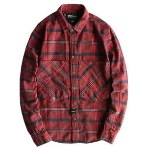 West Louis Plaid Washed Distressed Lapel Versatile Shirt