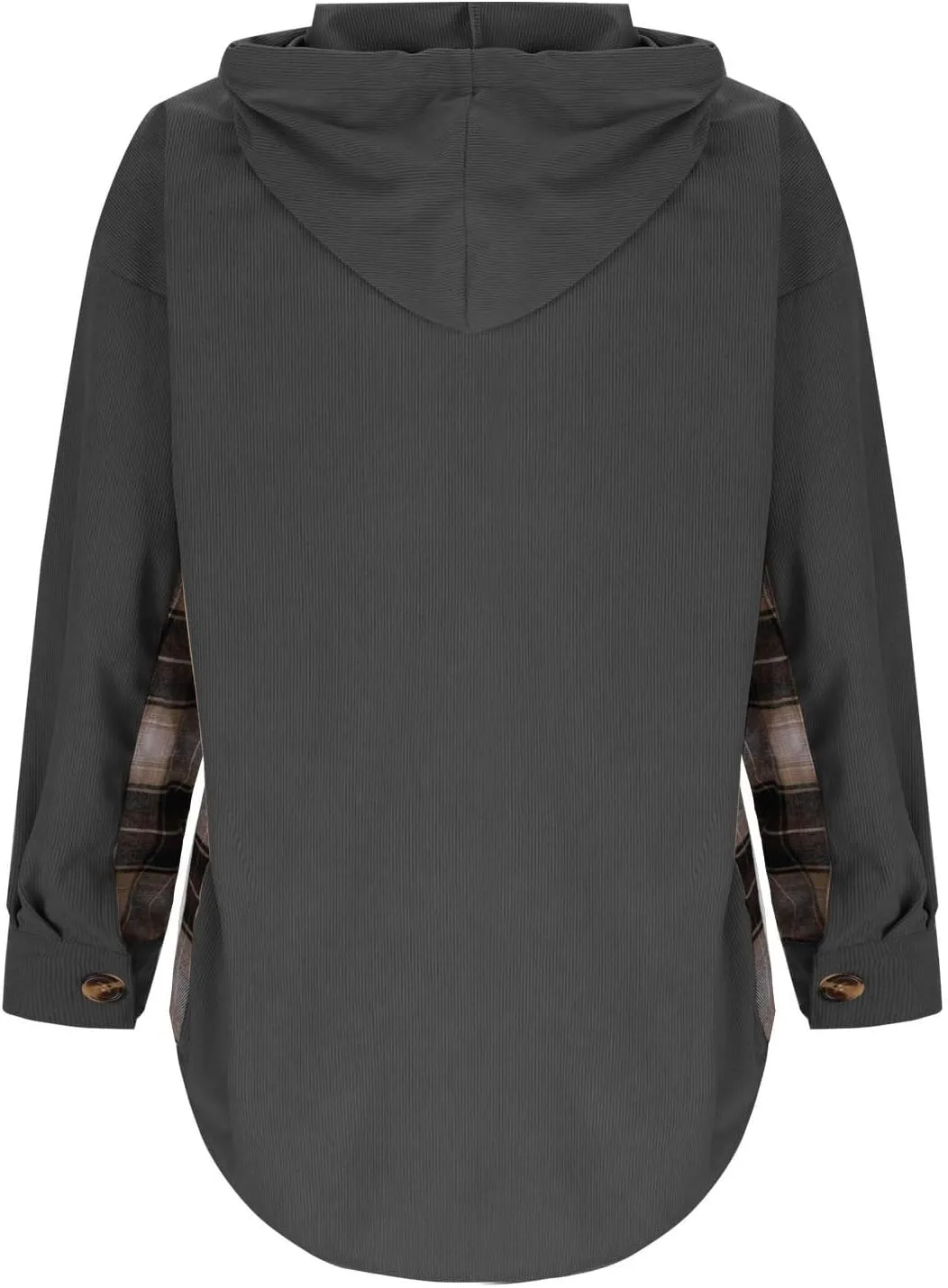 Womens Oversized Corduroy Shacket Plaid Jackets Flannel Hoodie Button Down Long Sleeve Shirts Tops Cute Fall Outfits